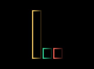 K letter vector desing,  font logo. Red, green, yellow color on black background. For social media,design elements, creative poster, web template and more