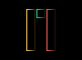 N letter vector desing,  font logo. Red, green, yellow color on black background. For social media,design elements, creative poster, web template and more