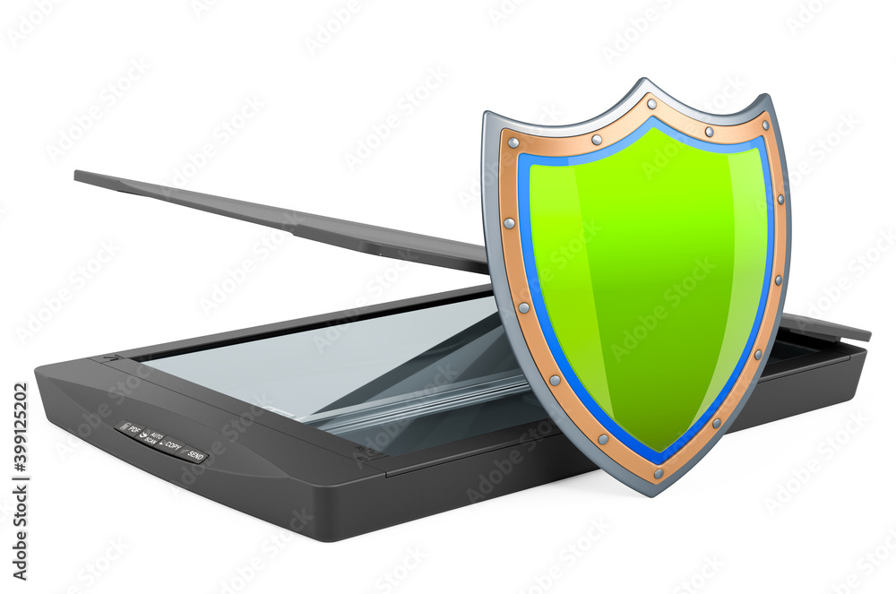 Poster scanner with shield, 3d rendering