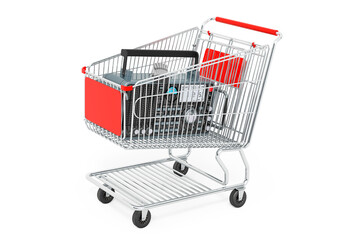 Digital receiver radio inside shopping cart, 3D rendering