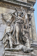 Sculpture Lyric drama by Jean Perrault at the Opera Garnier in Paris