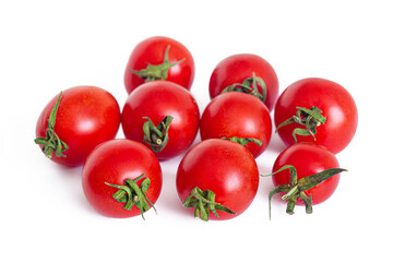 Small red cherry tomatoes with green cuttings