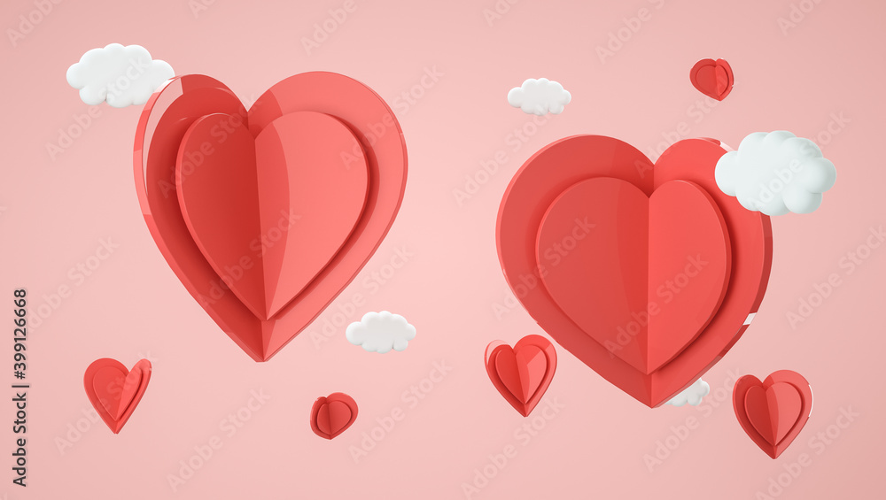 Aufkleber valentine's day mock up scene. shape for display product, present and advertising. 3d rendering