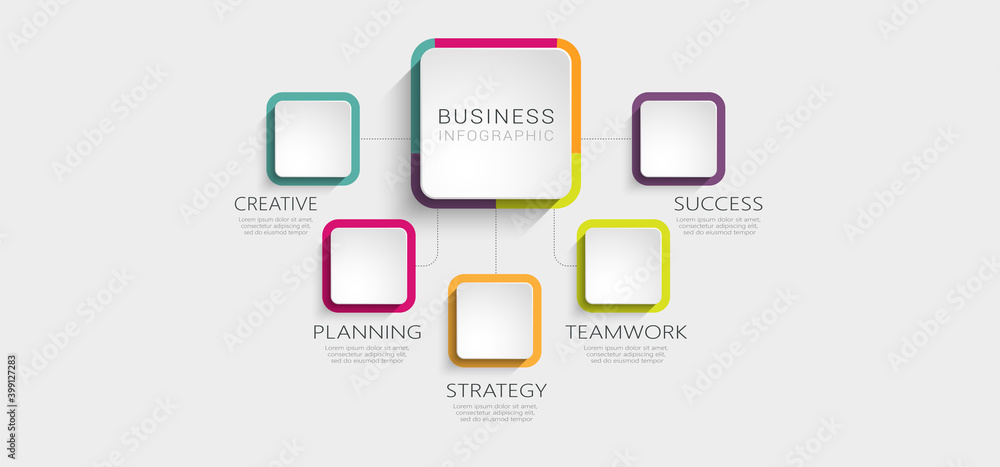 Aufkleber abstract 3d infographic template with 5 steps for success. business circle template with options for