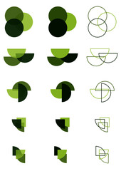 Geometric Circle Abstract Icons Set Green