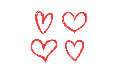 Heart doodles set. Hand drawn hearts collection. Valentine's day sketched design elements.