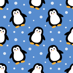 Seamless pattern with penguins. Vector illustration