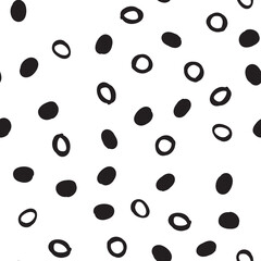 Doodle dots seamless pattern. Hand drawn circles background. Monochrome texture.