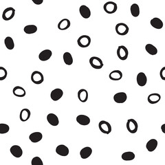 Doodle dots seamless pattern. Hand drawn circles background. Monochrome texture.