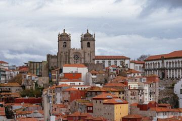 Sé Cathedral and Traditional Colorful Houses with red roofs from 