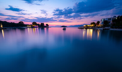 sunset with sea in long exposure light