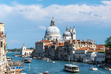 Italy, Venice. Grand canal for gondola in travel europe city. Old italian architecture with landmark bridge, romantic boat. Venezia. © Maksym