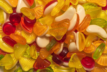 Assorted tasty gummy candies.