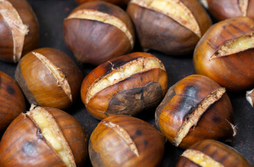 pan fried chestnuts at home kitchen