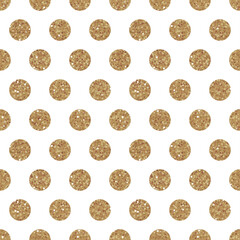 Pattern polka dot. Classic seamless gold glitter background.