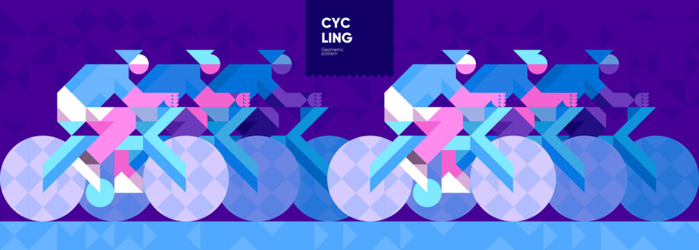 Vector illustration. Background pattern for Cycling. Bike track racing. Abstract, background patterns, triangular mosaics, stylized polygonal images, geometric backgrounds, large width.