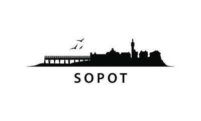 Sopot Skyline in Poland | Vector Polish Landscape  - obrazy, fototapety, plakaty