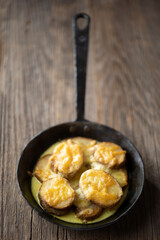 rustic spanish fried potatoes patatas bravas with cheese