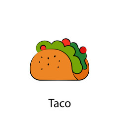 fast food taco outline icon. Element of food illustration icon. Signs and symbols can be used for web, logo, mobile app, UI, UX