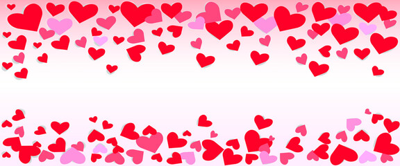 Red hearts on a white background greeting card for Valentine's day. Vector illustration