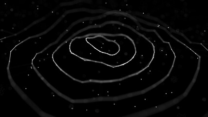 Wave of particles. Abstract background with a dynamic wave. Futuristic wave of black dots. Futuristic particles background. Big data visualization. 3D rendering.