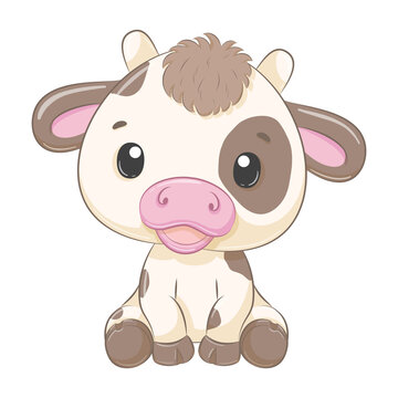 Cute baby cow cartoon illustration