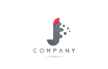 J pink grey alphabet letter logo icon with bubble shapes. Creative design for company and business