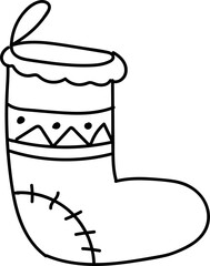 Hand drawn doodle Christmas sock. Vector illustration.