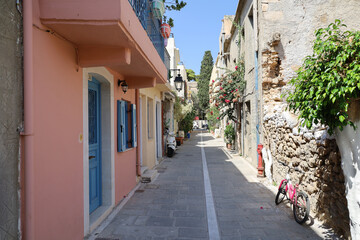 A typical street of Rethymno in Crete, Greece