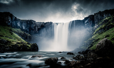 waterfall in the mountains