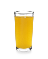 Glass of fresh orange juice isolated on white