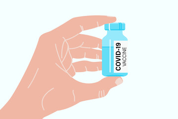 Hand holding antiviral covid 19 vaccine. Covid or coronavirus vaccination