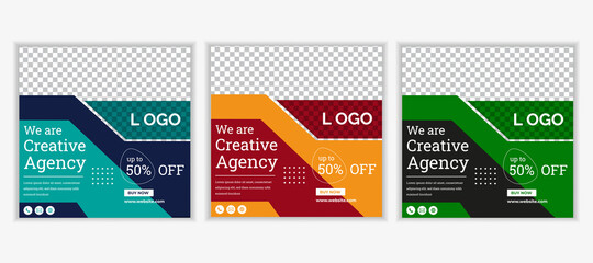 Business promotion and creative marketing agency social media post banner template.