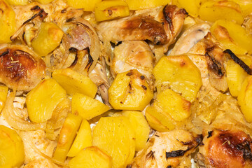 fried potatoes with meat. the view from the top