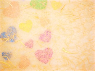 Mulberry paper with colorful heart blurred for background ,creative pastel color
