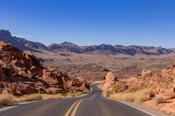Sunny view of the Valley of Fire State Park