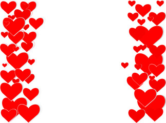 festive background with red pink hearts for Valentine's day greetings. Vector illustration