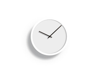 White wall clock isolated concept.