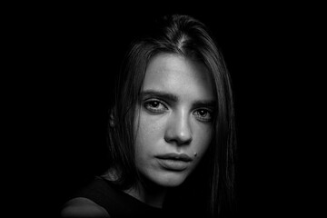 Black and white portrait of a young woman