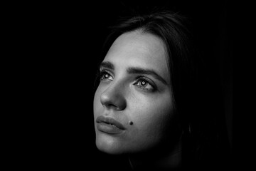 Black and white portrait of a young woman