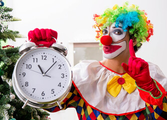 Funny clown in Christmas celebration concept