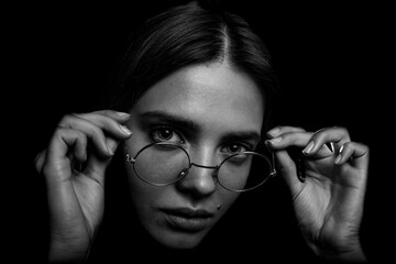 Black and white portrait of a young woman