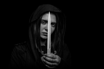 Black and white portrait of a young woman