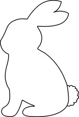 Bunny or Rabbit silhouette in black outline. Vector illustration isolated. Easter bunny. Clip art element for greeting card, poster, spring advertising