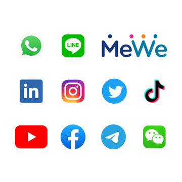 Facebook, twitter, instagram, youtube, whatsapp, linkedin,  Social media icons.