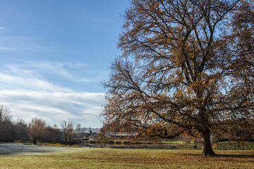 Obraz premium Objat (Corrèze, France) - Base de loisirs - Vue automnale