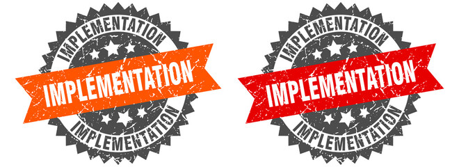 implementation band sign. implementation grunge stamp set