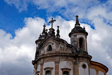 Fototapeta na wymiar Baroque church in historical city of Ouro Preto, Brazil
