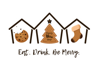 Christmas cookies greeting card, poster, party invitation