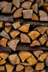 Warm coloured firewood stacks 